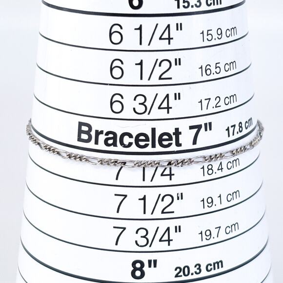 Vintage Italy Sterling Silver 925 1.8mm Figaro Chain Bracelet 7.25" - Picture 4 of 5